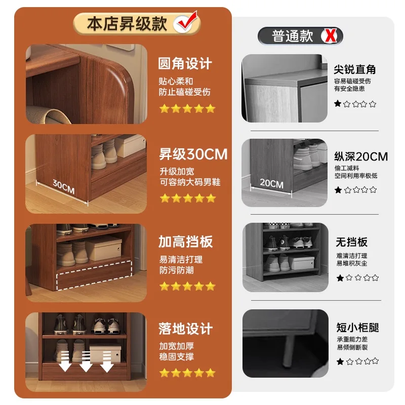 رف الأحذية متعدد الطبقات، باب منزلي، شقة صغيرة، داخلي من الخشب الصلب، قطعة أثرية لتخزين الأحذية