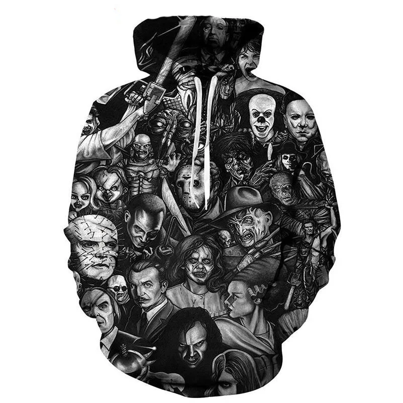 

Horror Movie Men Women Black Hoodie 2025 New Fashion Sweatshirts Halloween Michael Myers 3D Printed Pullover Oversized Tracksui