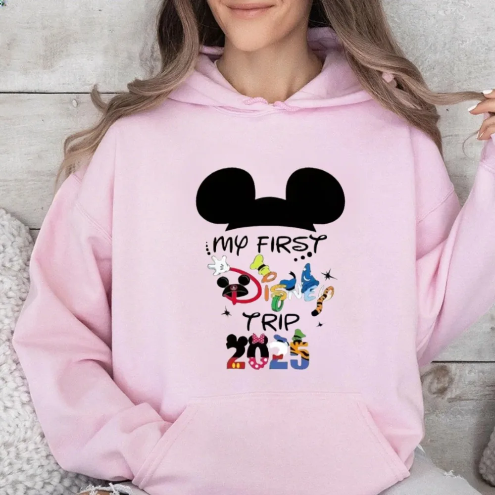 

Disney Family Wear 2025 Holiday Commemorative Multi-color Available for Autumn and Winter Casual Loose Hoodie Girls Long-sleeved