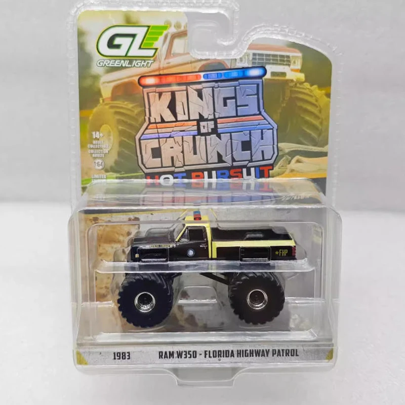 GreenLight 1:64 스케일 1983 RAM W350 플로리다 하이웨이 패트롤 합금 시뮬레이션 자동차 모델 컬렉션 디스플레이 장식 장난감 선물