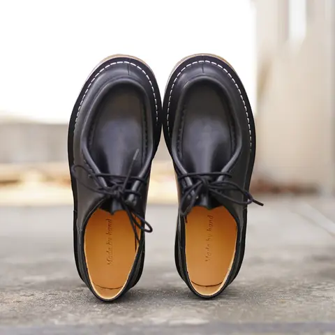 सिले हुए चमड़े के माइकल डर्बी जूते, क्लासिक भारतीय शैली वाले वॉलाबी जूते, विंटेज डेज़र्ट बूट्स, गुडइयर वेल्टेड फुटवियर 12 best sales भारतीय जूते - №7