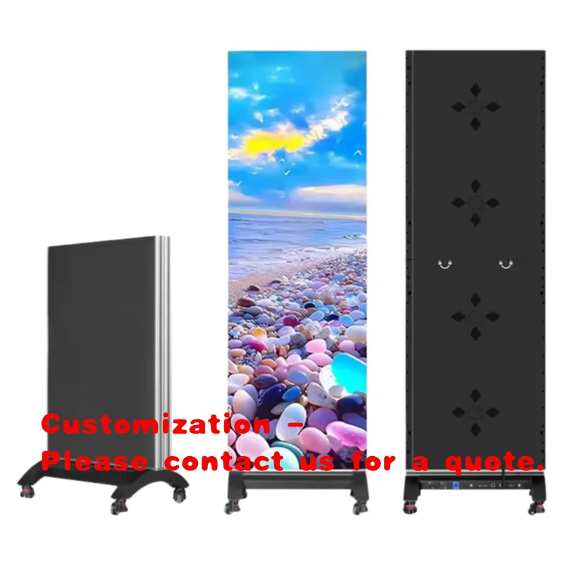 custom.Portable and foldableLEDPoster display screen Lightweight digital signage display with wheels P1.25 P1.53 P1.86 P2 P2.5