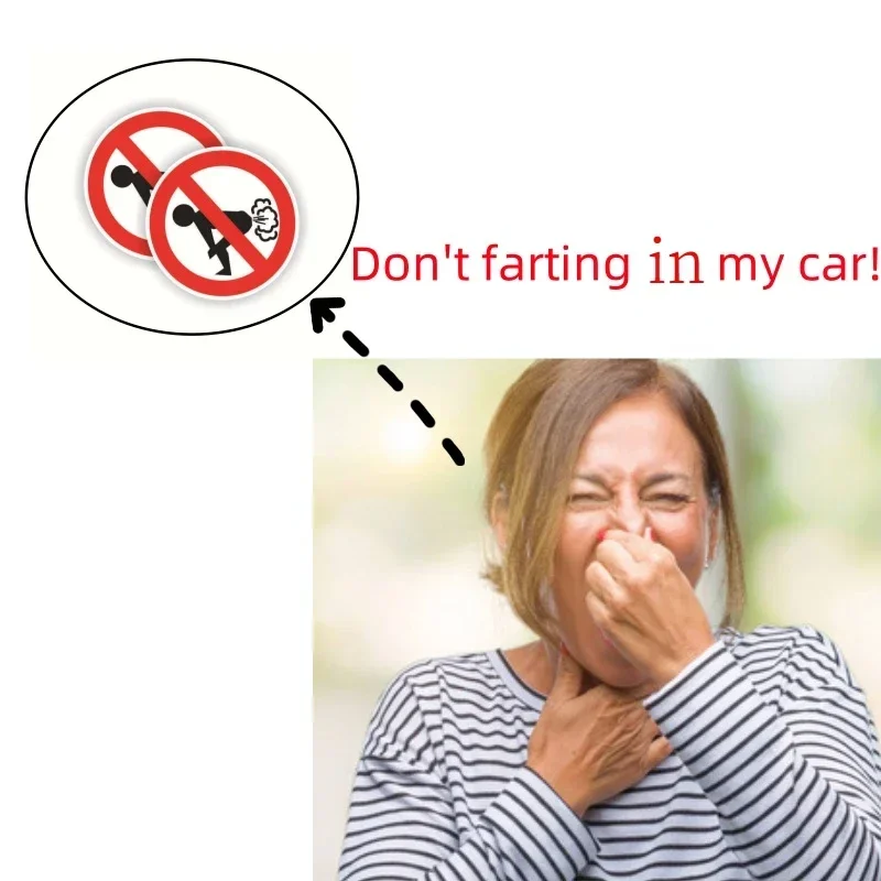 2Pcs Warning Fun Civilization No Farting and Urinating No Farting Creative Accessories Waterproof Rear Glass Funny Car Sticker