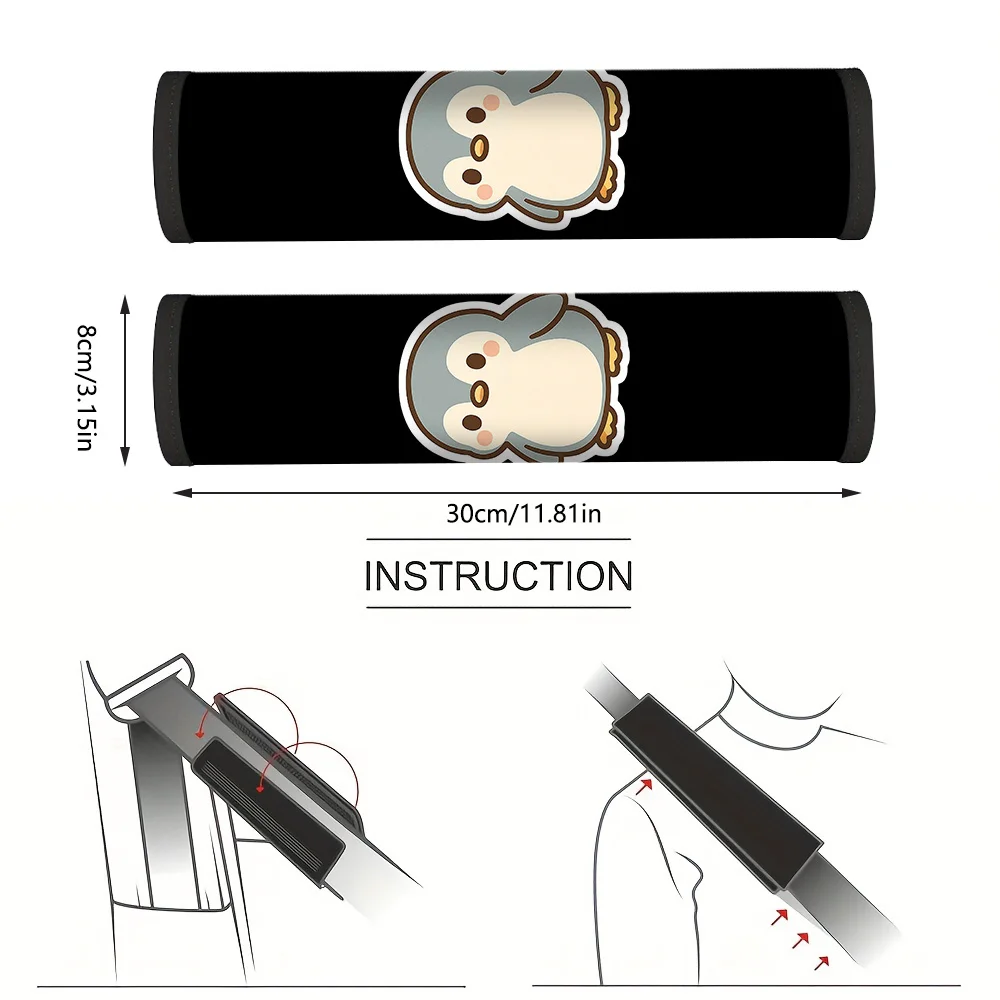 1pc Cute Penguin-Themed Car Seat Belt Cover, Stylish Design, Padding Straps For Any Vehicle, Polyester Fiber Shoulder Strap Cove