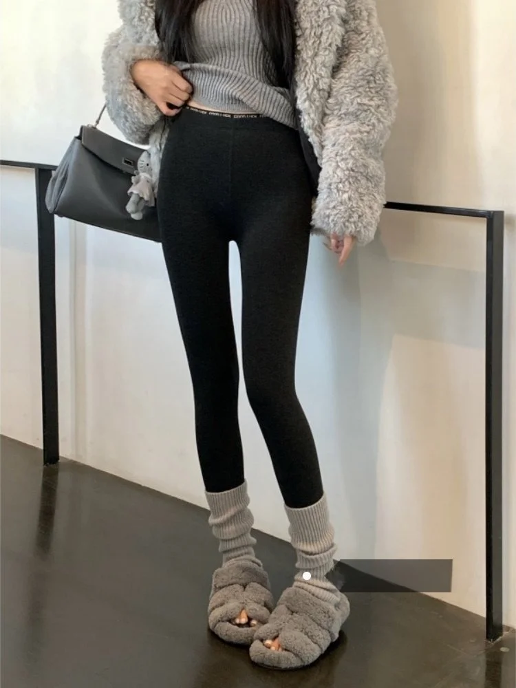 

Сексуальные брюки для йоги Thiened с высокой талией, облегающие узкие брюки с эластичной резинкой на талии и надписью, черные цветные повседневные длинные брюки, теплая функция