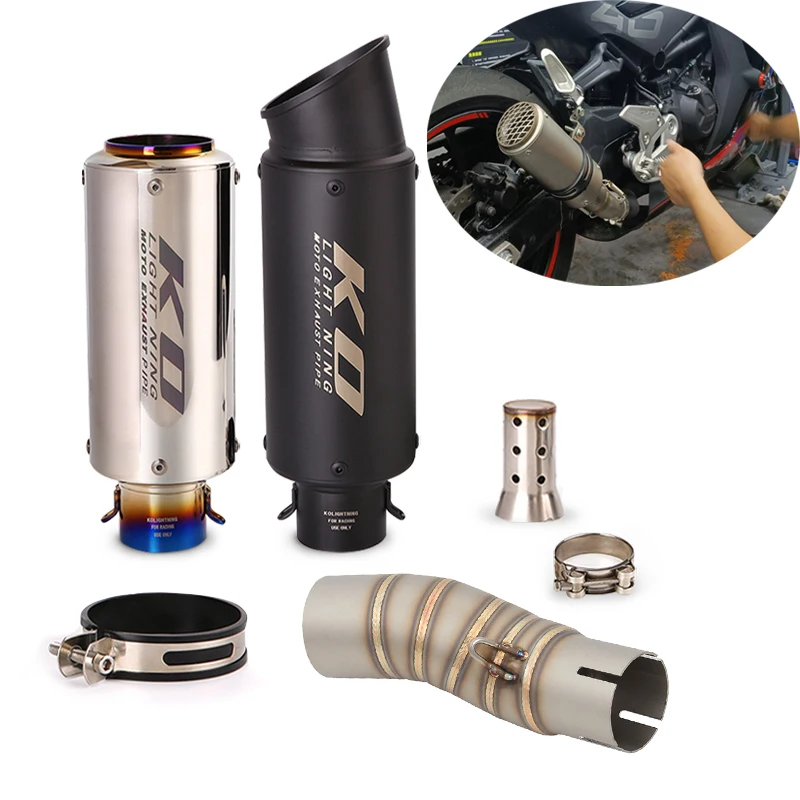 

For CFMOTO 450SR 450NK 2022-2024 Motorcycle Mid Link Pipe 51mm Muffler Silencers Escape Removable DB Killer Slip On