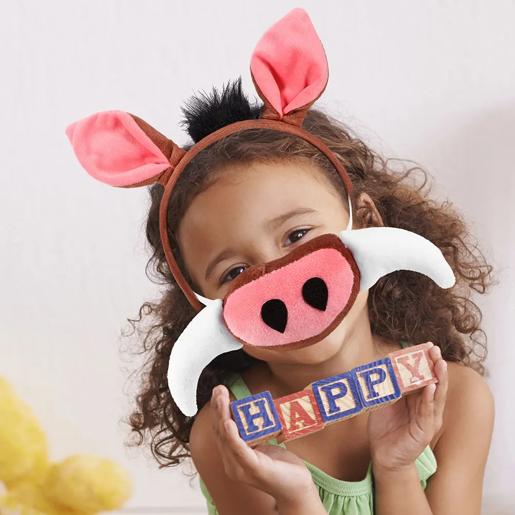 

Pig Costume Set Kids Soft Ears Headband Nose Tail Accessories Party Supplies Halloween Performance Props Animal Cosplay