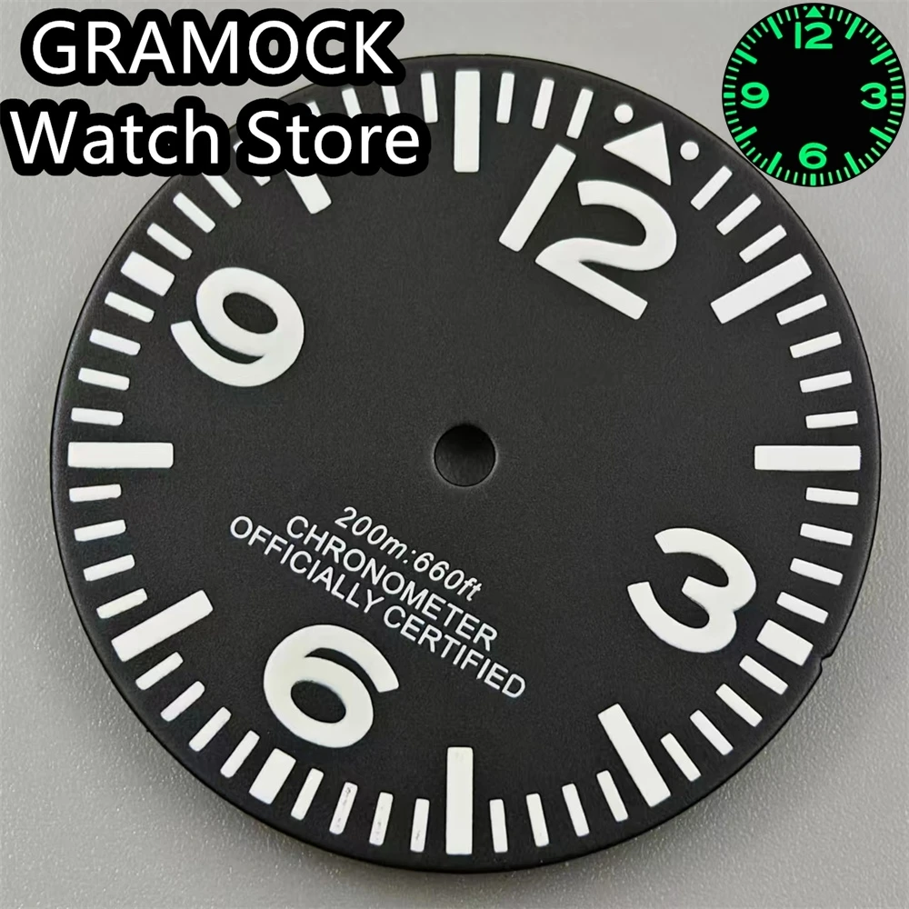 GRAMOCK 29mm Watch Dial C3 Super Green Luminous Fit NH35 NH36 ETA2824 2836 Mingzhu2813 DG3804 MIYOTA8215 PT5000 Movement - view 5