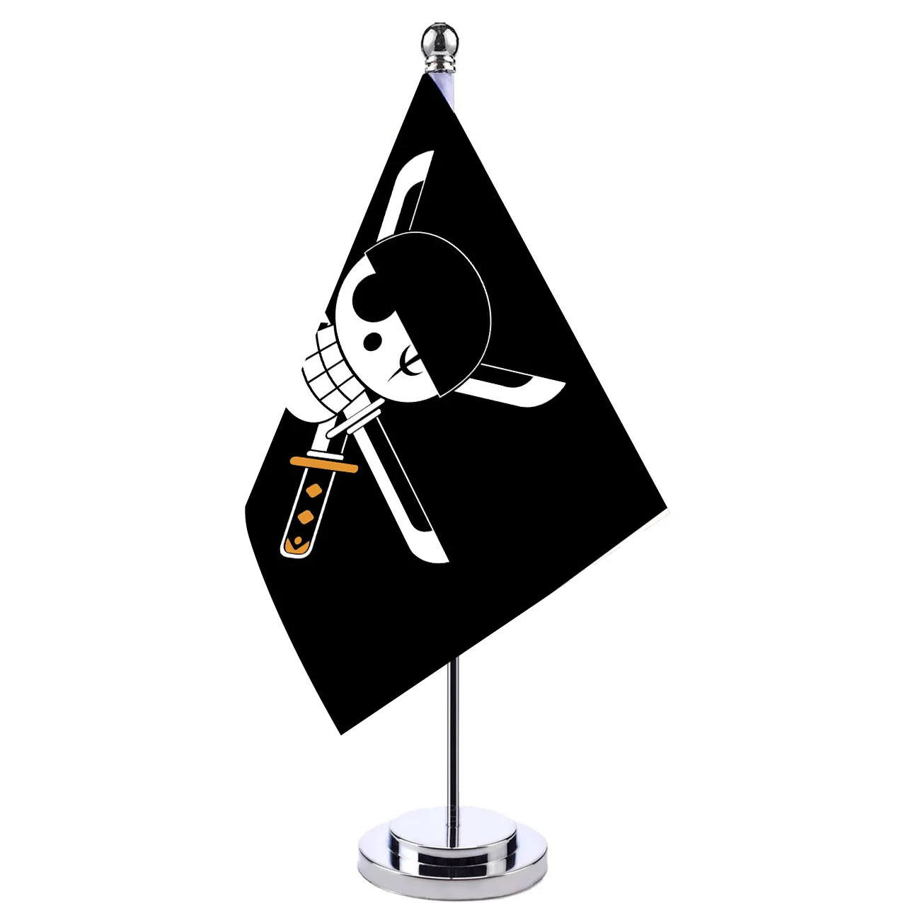 Anime One Piece Desk Flag for Home Decor Office Table Stand Holder Banner Cartoon Luffy Straw Hat Pirates Skull Flag Toys Gifts