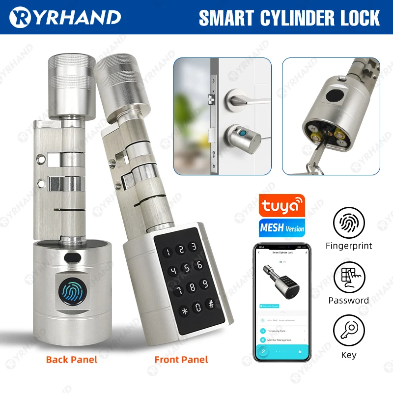 

Adjustable Replacement Tuya APP Bluetooth ​Fingerprint Cylinder Electronic Smart Door Lock Digital Keypad Code Keyless