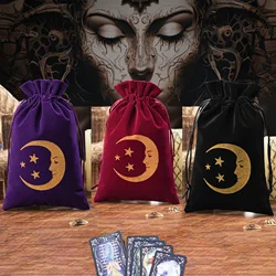 1pc Velvet Moon Phase Tarot Storage Bag Board Game Cards Drawstring Package Witchcraft Supplies for Altar Tarot Pouch Dice Bag