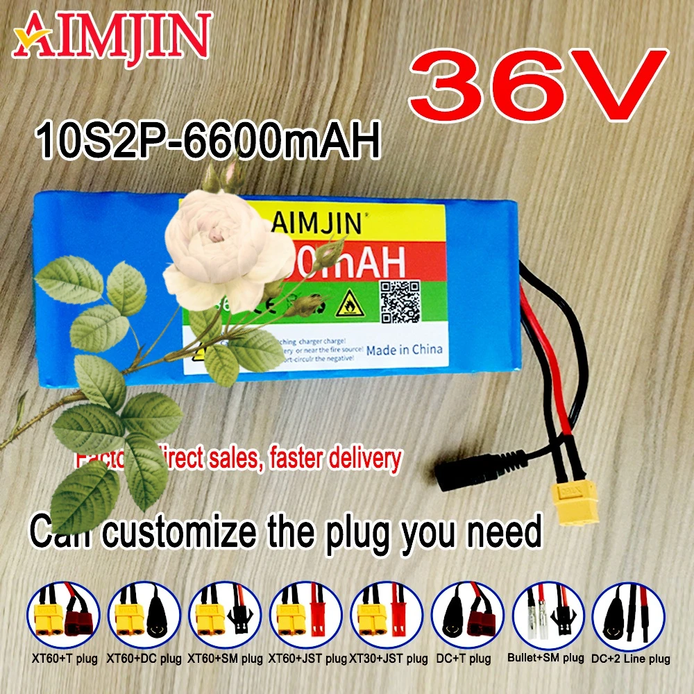 

10S2P High performance new Lithium battery Pack 36V 18650 6.6Ah Built-in BMS,For Electric 36V Scooter Bicycle battery pack