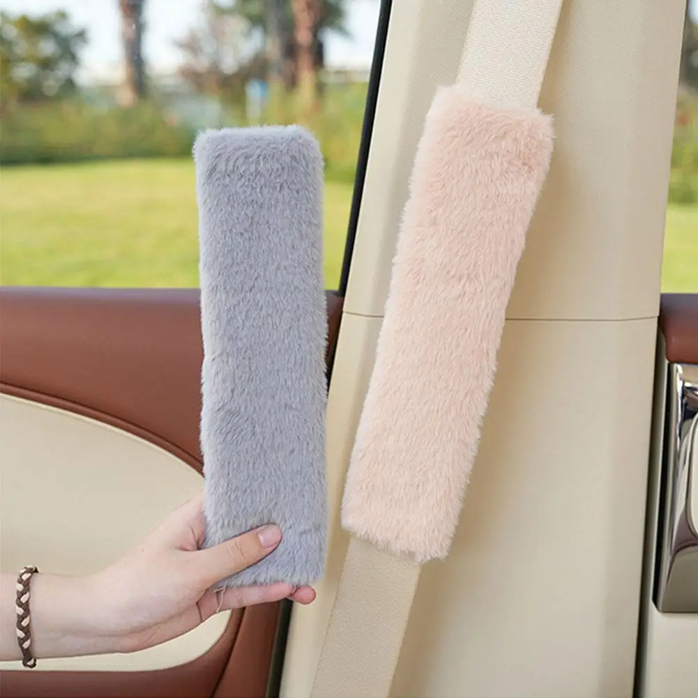 Universal Car Belt Shoulder Protector Solid Color Interior Shoulder Car Accessories Protector Plush Pinch Anti U9e2