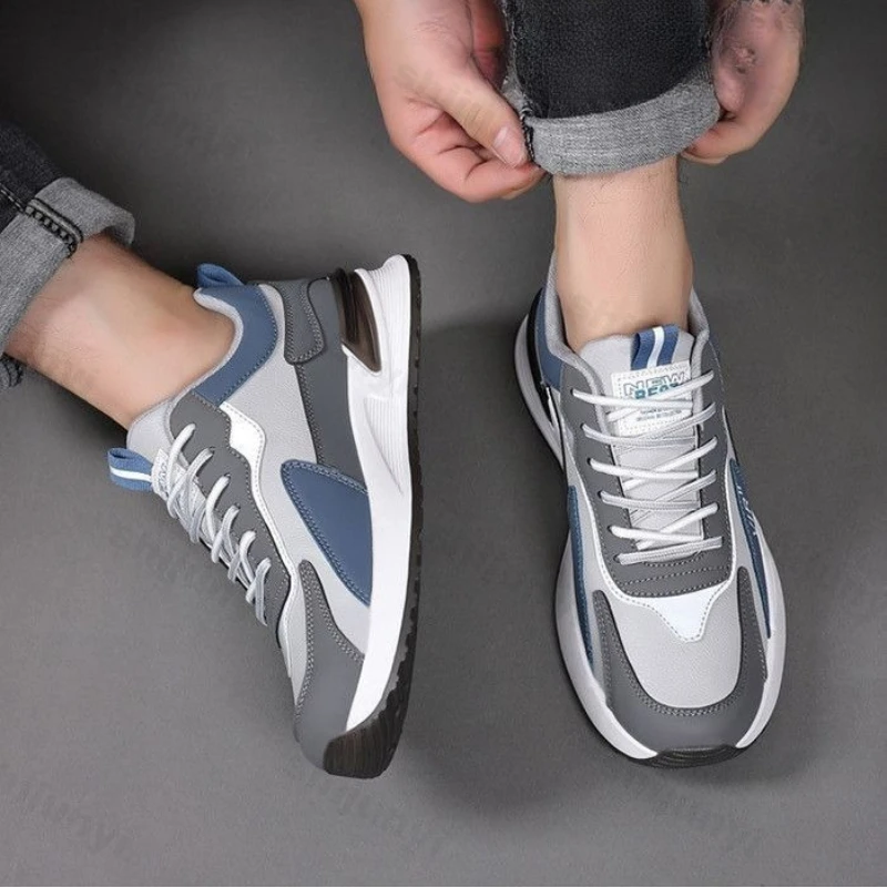

Мужские кроссовки на платформе, осень 2023, новые дышащие кроссовки на нескользящей мягкой подошве, удобная повседневная обувь на шнуровке, увеличивающая рост