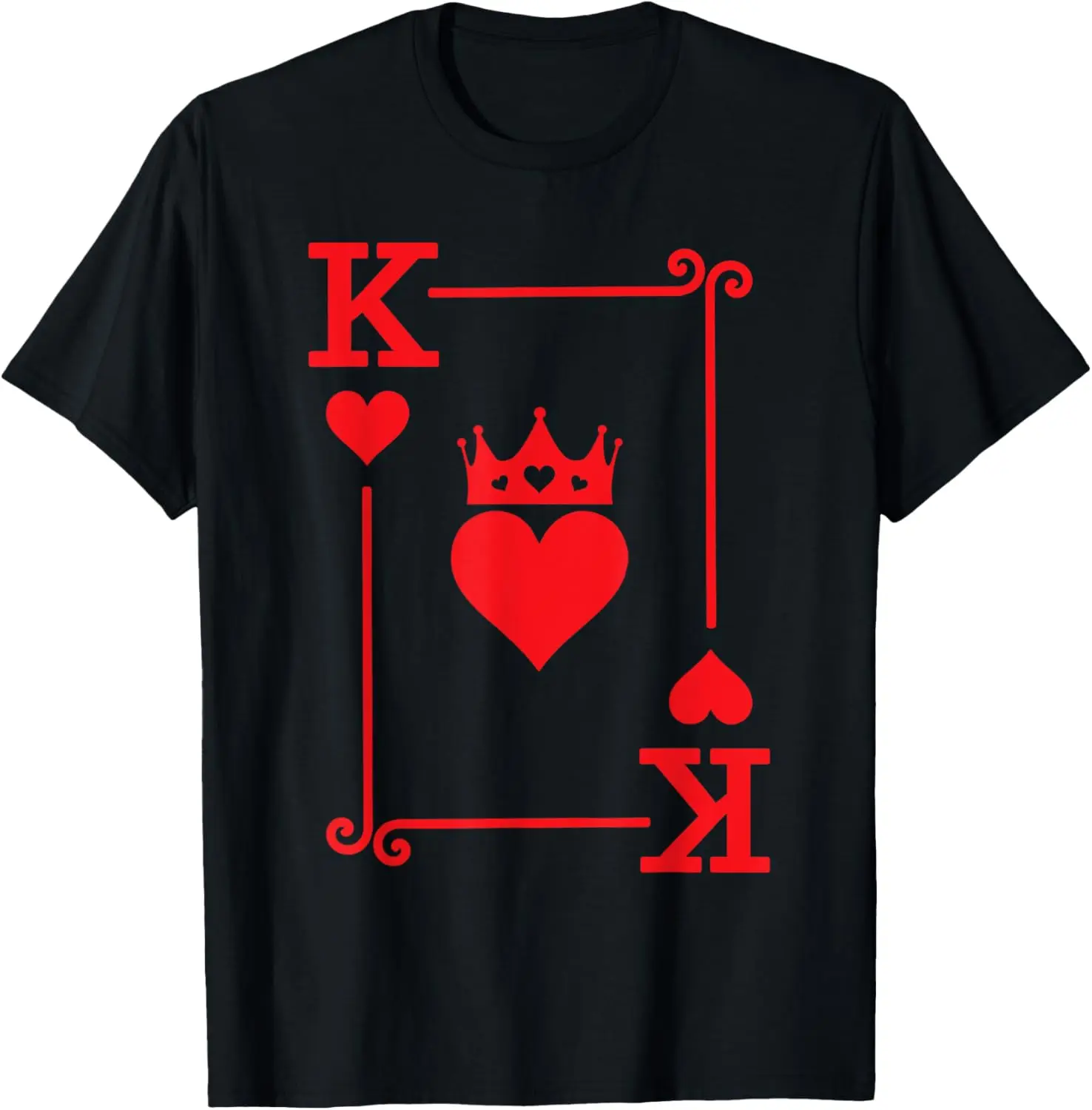 King Hearts Card Costume - Playing Cards - King of Hearts T-Shirt Print on Demand Mens Clothing Funny Shirt Camiseta Hombre