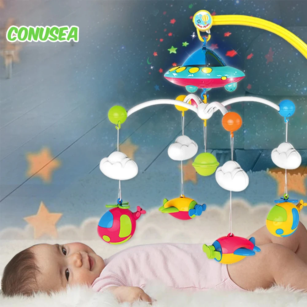 Berço do bebê móvel chocalho brinquedo para 0-72 meses infantil rotativo projetor musical luz da noite cama sino brinquedos crianças presente educacional