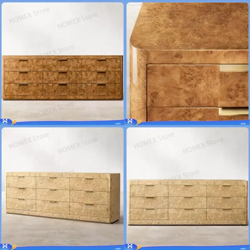 Wood Grain 9 Layer Drawer Dresser Cabinet Stainless Steel Multifunctional Space Saving Modern Bedroom Storage Organizer