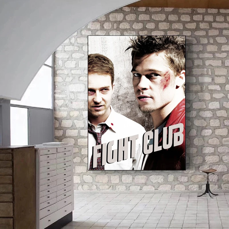 Classic Movie Fight Club Brad Pitt Boxing Film Poster Canvas Painting HD Printed Wall Art Pictures Beroom Gym Home Decor