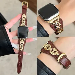 Luxury leather strap for Apple Watch 46mm strap S10 42mm 49mm 45mm 44mm 41mm 40mm 38mm Fashion strap for IWatch series 987654