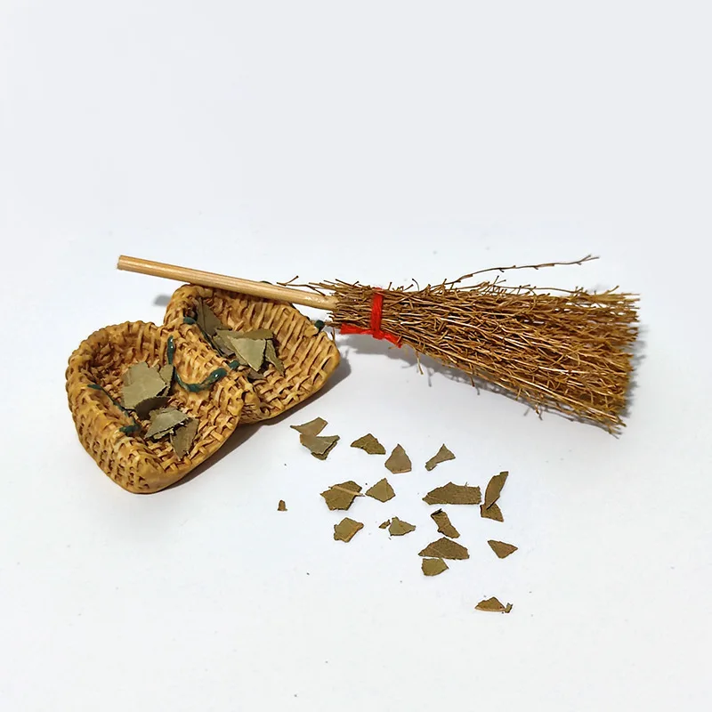 Simulated Miniature Broom and Mop Model Small Ornaments, Miniature Landscape Brooms, Dustpans, DIY Decoration Sandbox Props