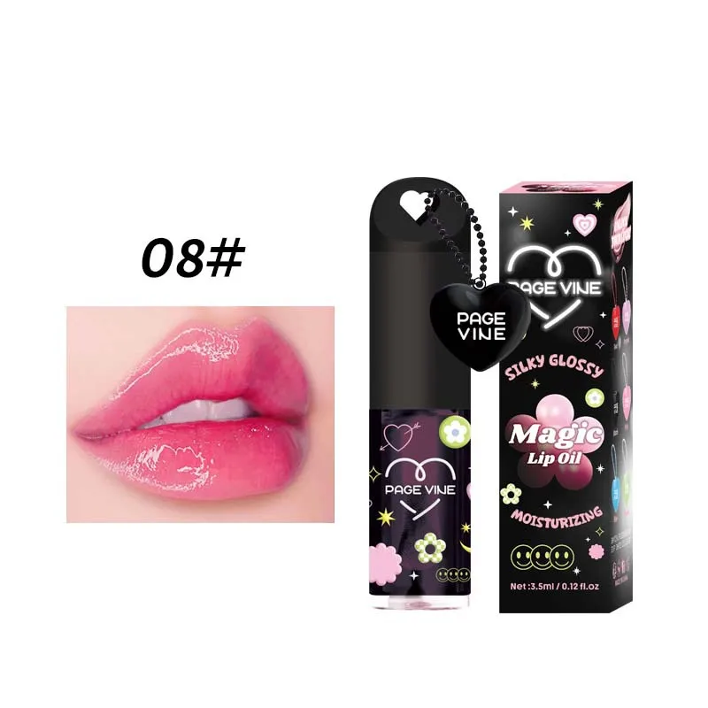 PAGE VINE-aceite de labios mágico, agua que cambia cálida, colgante de amor brillante, hidratante, fácil coloración, cambio de manchas de labios, maquillaje de labios Pouty