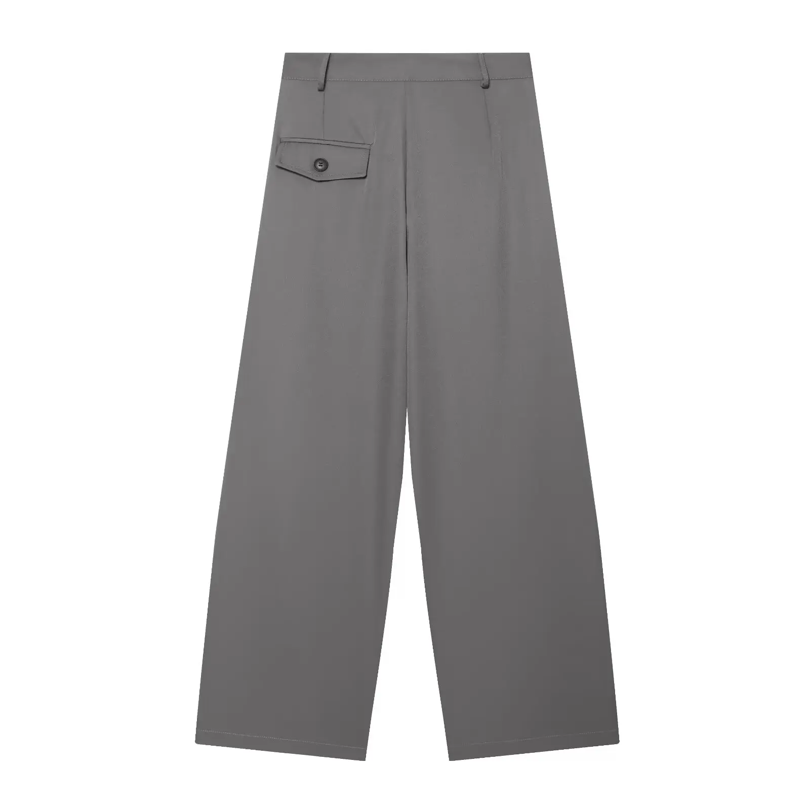 TFMLN Damen Mode Weite Hosen Vintage Hohe Taille Reißverschluss Lässige Gerade Hochgeschnittene Plissierte Lange Hosen Neu – Detail 13