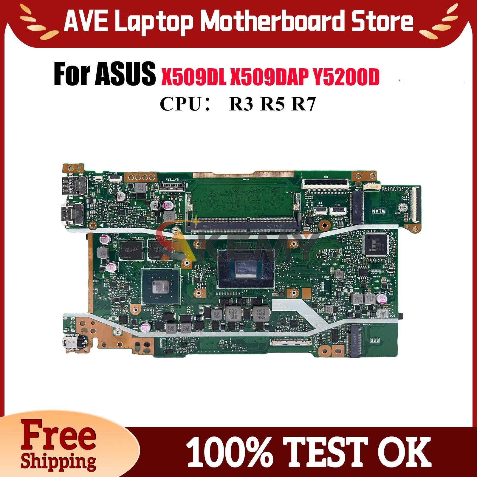 

X509DJ Материнская плата для ноутбука ASUS X509DL X509DAP Y5200D D409D P1510CDA FL8700DA D509D M509D X509D M409D Материнская плата R3 R5 R7 CPU