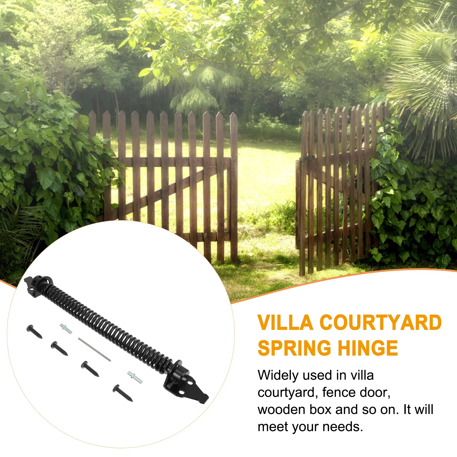 

1Set Heavy Duty Door Hinge Outdoor Spring Hinges Anti-Rust Surface Self Closing Function for Fence Gate Villa Courtyard Wooden