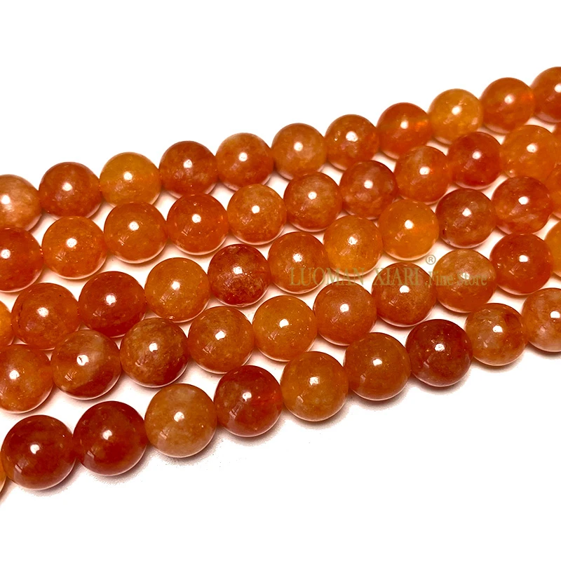 6 8 10MM Natural Stone Orange Chalcedony Loose Round Spacer Beads for Jewelry Making Diy Charms Bracelet Accessories 15''