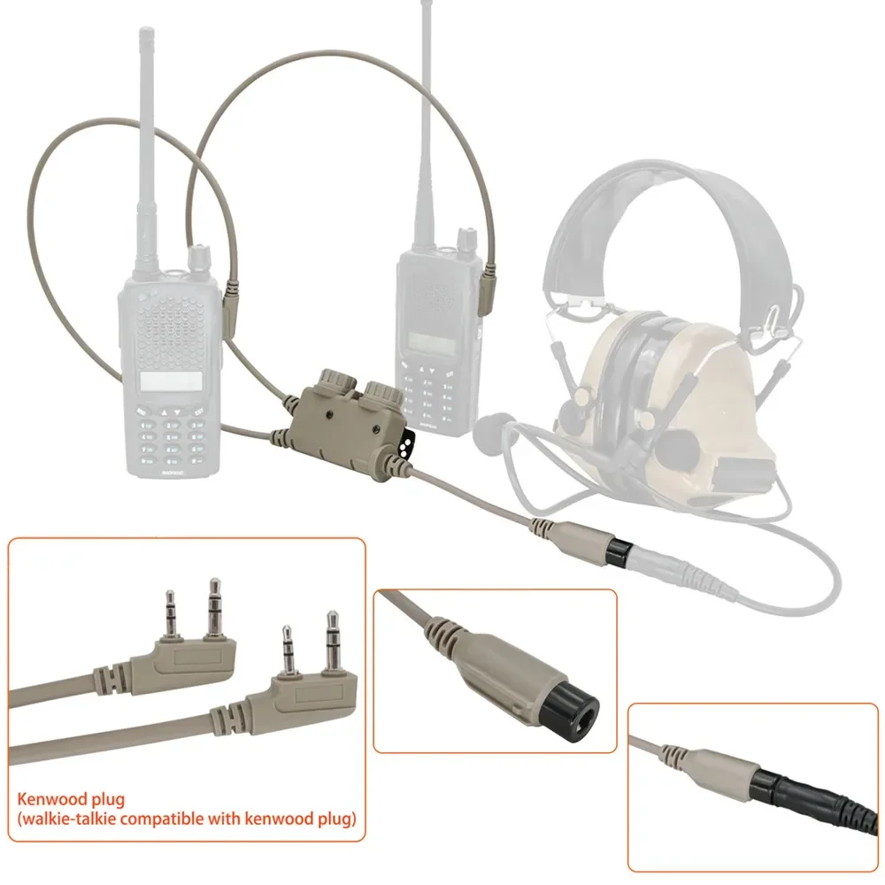 

Tactical U94 PTT TAC-SKY Noise Cancelling Airsoft Headphone Adapter Double Pass RACPTT K Plug for comta Tactical Headset