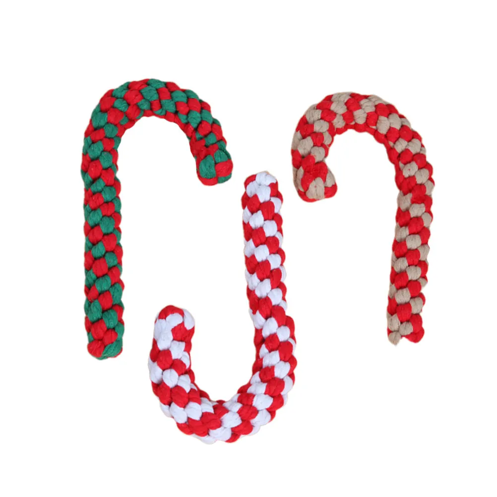 3Pcs Christmas Crutch Shape Pet Dog Chewing Interactive Intellectual Development Supplies for Home Shop Random Color