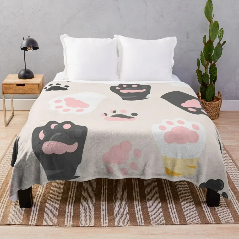 Footprint Flannel Throw Blanket Cute Kawaii Dog Footprint for Kid Girls Gift Lightweight Warm Soft King Queen Size for Couch Bed