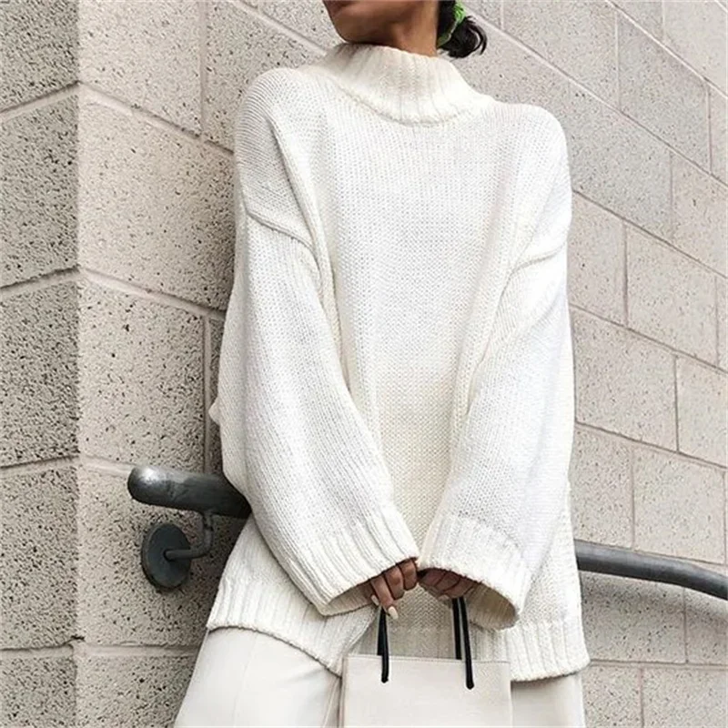 

Spring 2025 Autumn Winter New Style Turtleneck Knit Sweater Women Long Casual Loose Versatile Sexy Streetwear Jumper Sweater
