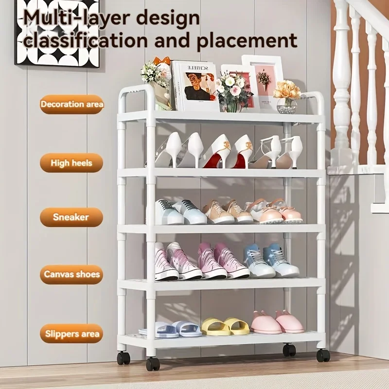 1pc Large Capacity Multi-Tier Mobile Storage Rack - Rolling Shoe Organizer Cart with 3/4/5 Tiers, Ideal for Spa, Flower Stand