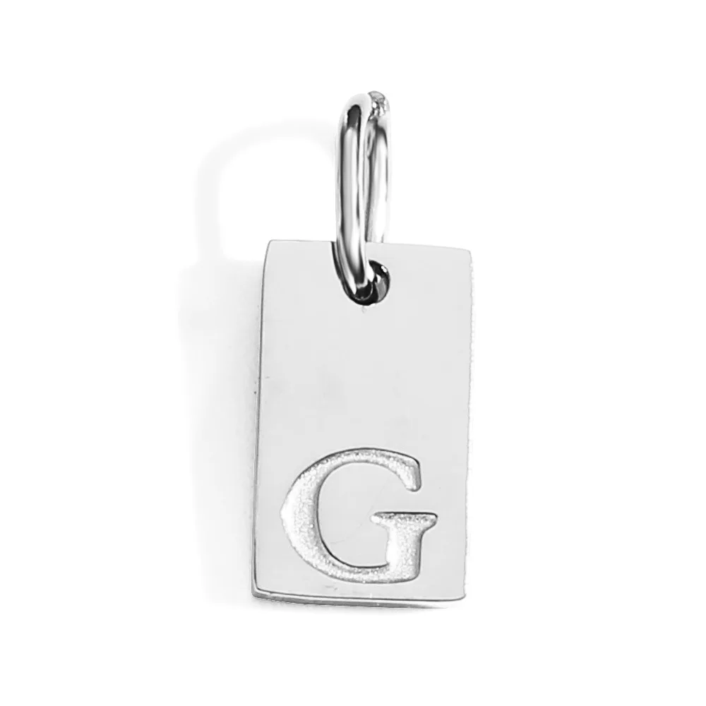 CARLIDANA Minimalistischer Buchstabe Initial Schmuck Damen Edelstahl vergoldet Rechteck Silber Farbe Alphabet Anhänger Charm – Detail 5