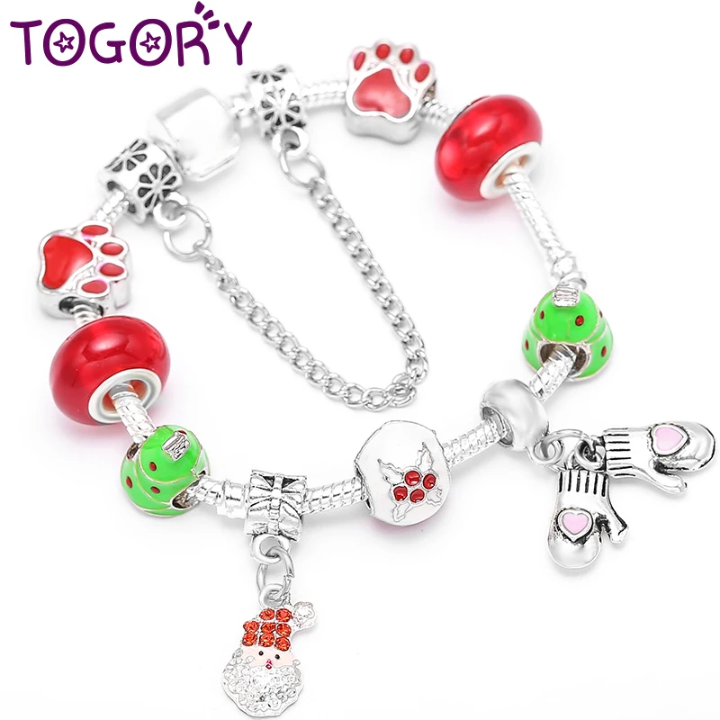 2024 Trendy Santa Scepter Pendant Charm Bracelets With Christmas Tree Beads Bracelets For Women Kids Xmas Jewelry Special Offer