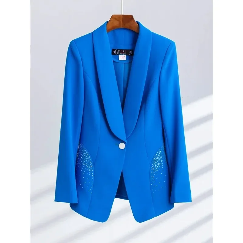 

Spring Autumn Blue Black White Blazer Women Ladies Female Business Work Wear Long Sleeve Formal Jacket