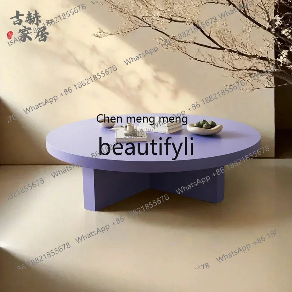 

SS S7486 Medieval retro style lavender purple round, living room coffee table tea table furniture customization