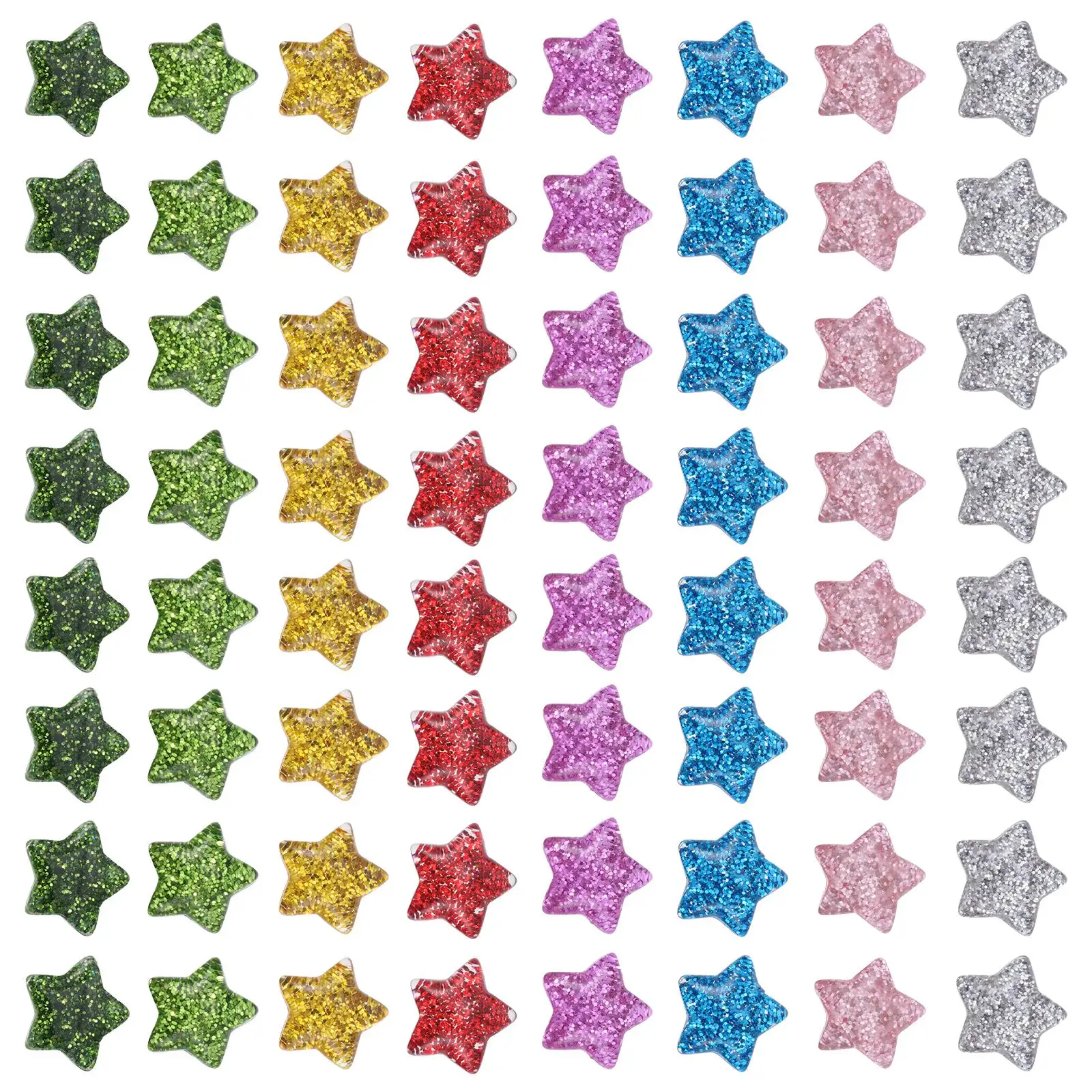 

60 Pcs Resin Stars Beads 15mm Glitter Embellishments for Crafts Card Making Flat Backs Charms Craft Bead Handmade Wear Resistant