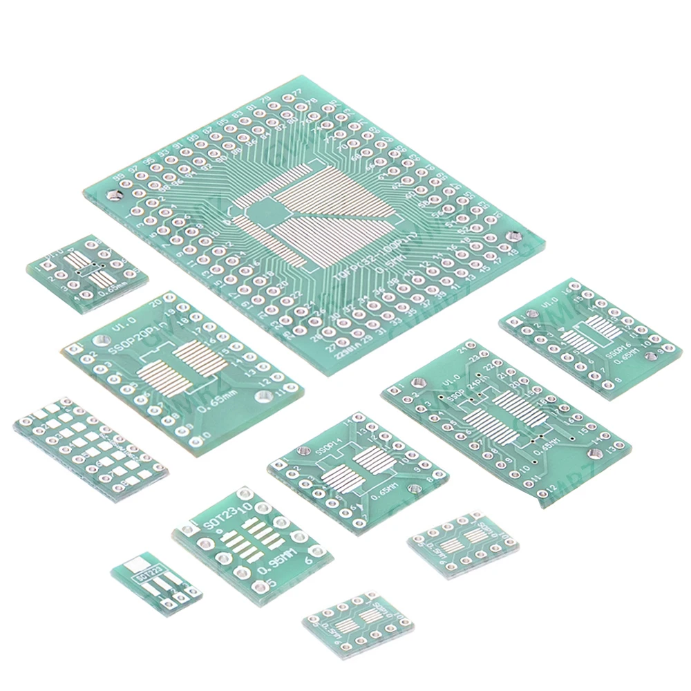 50PCS SMD to DIP FQFP to DIP PCB Adapter Board Kit for 0402/0603/0805 SOT23 SOT89 SOP TSSOP QFP IC Conversion 0402