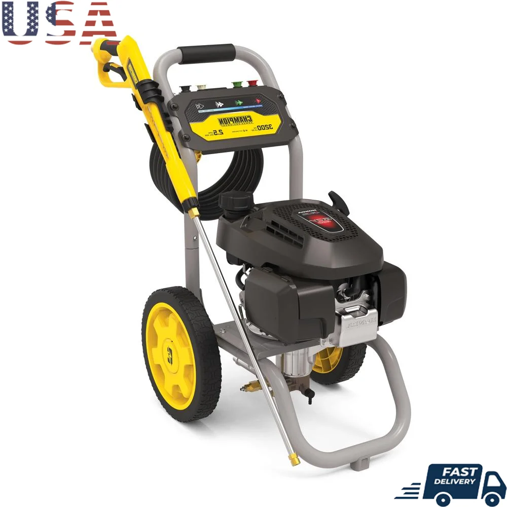 Gas Pressure Washer 3200 PSI 2.5 GPM Honda Engine Quick-connect Nozzles 25ft Hose Storage Cam Pump EPA Approved