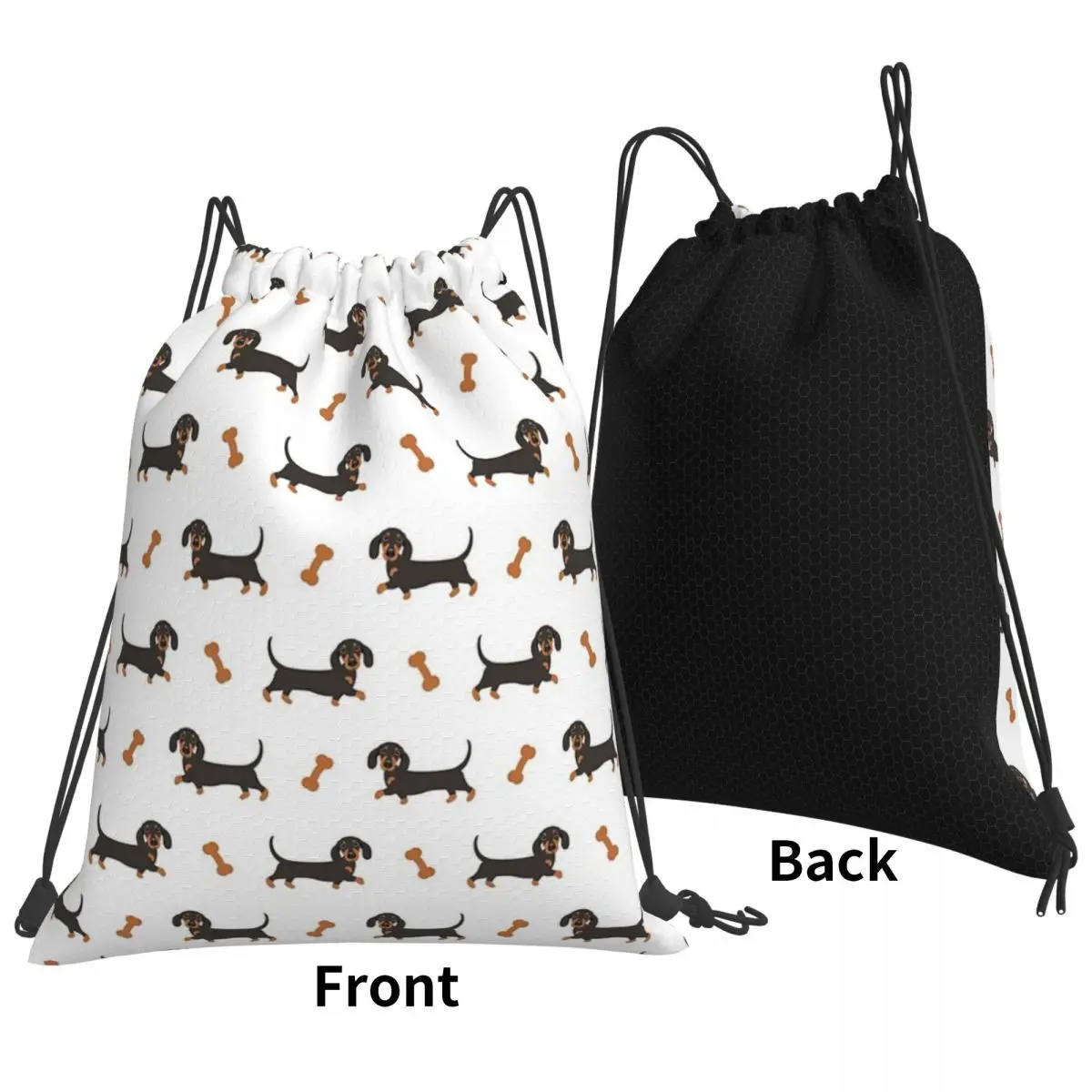 

Black And Tan Dachshund Sausage Dog Backpacks Multi-function Portable Drawstring Bundle Pocket Sports Bag Book Bags