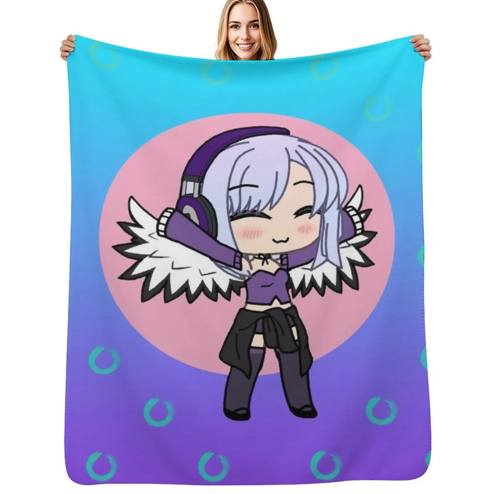 

Gacha Series Girl Naomi Luna - cute Gacha Girl with wings Throw Blanket Plaid on the sofa for babies Single Cute Blankets