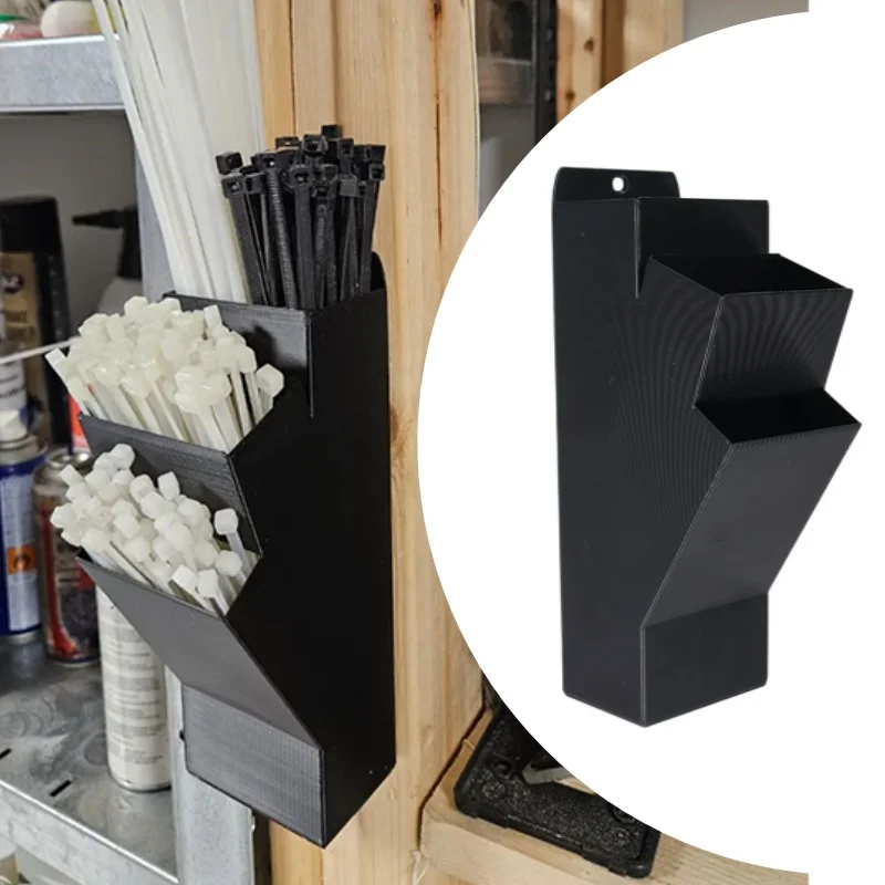 1pc RV Door Wall Mounted Storage Box with Screws Universal Cable Tie Straw Organizer Holder for Workshop Garage Tool Storage