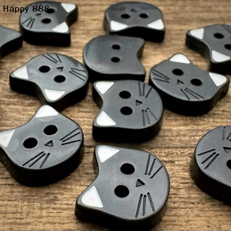 10Pcs Cute Cartoon Cat Resin Buttons With Ears – Decorative Fasteners For Sewing And DIY Crafts