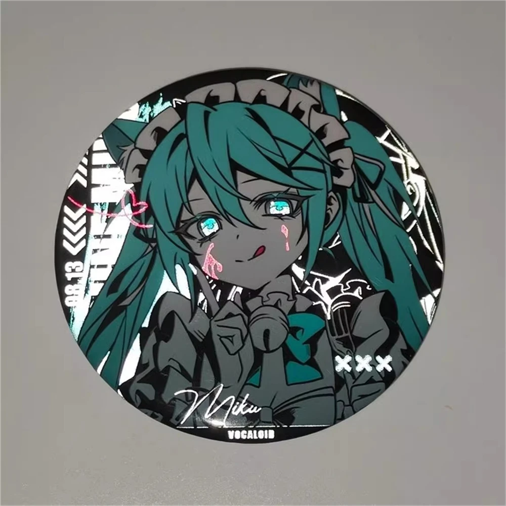 

5.8cm Anime Hatsune Miku Cosplay Costume Reflective Badge Pin SPTE Tinplate Brooch Accessories Prop