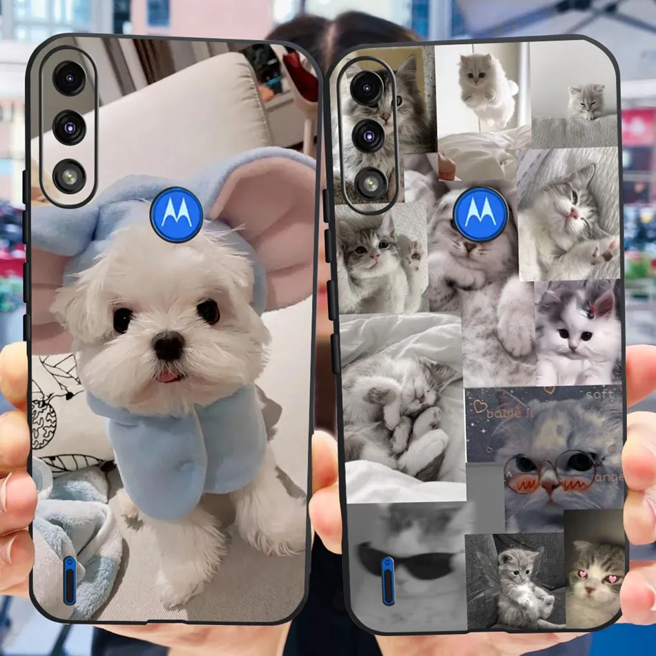 For Motorola Moto E7 Power / Moto E7i Power Soft TPU Black Silicone Case For MOTO E7power E7ipower Cute Panda Cartoon Phone Case
