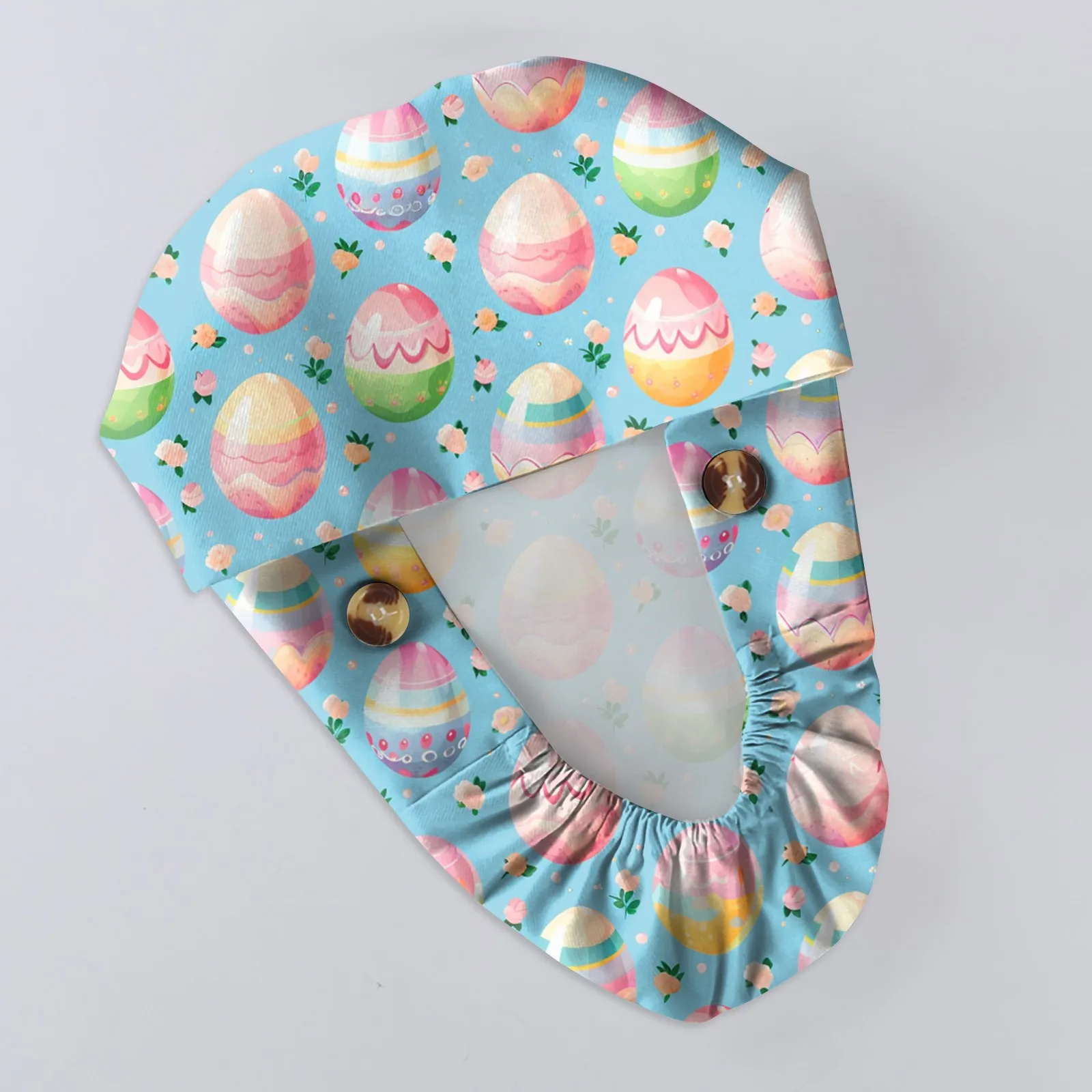 Bonnets de gommage réglables, support queue de cheval avec boutons, chapeaux d'allaitement, cheveux longs, imprimé de pâques, casquettes d'infirmière, accessoires d'uniforme pour femmes