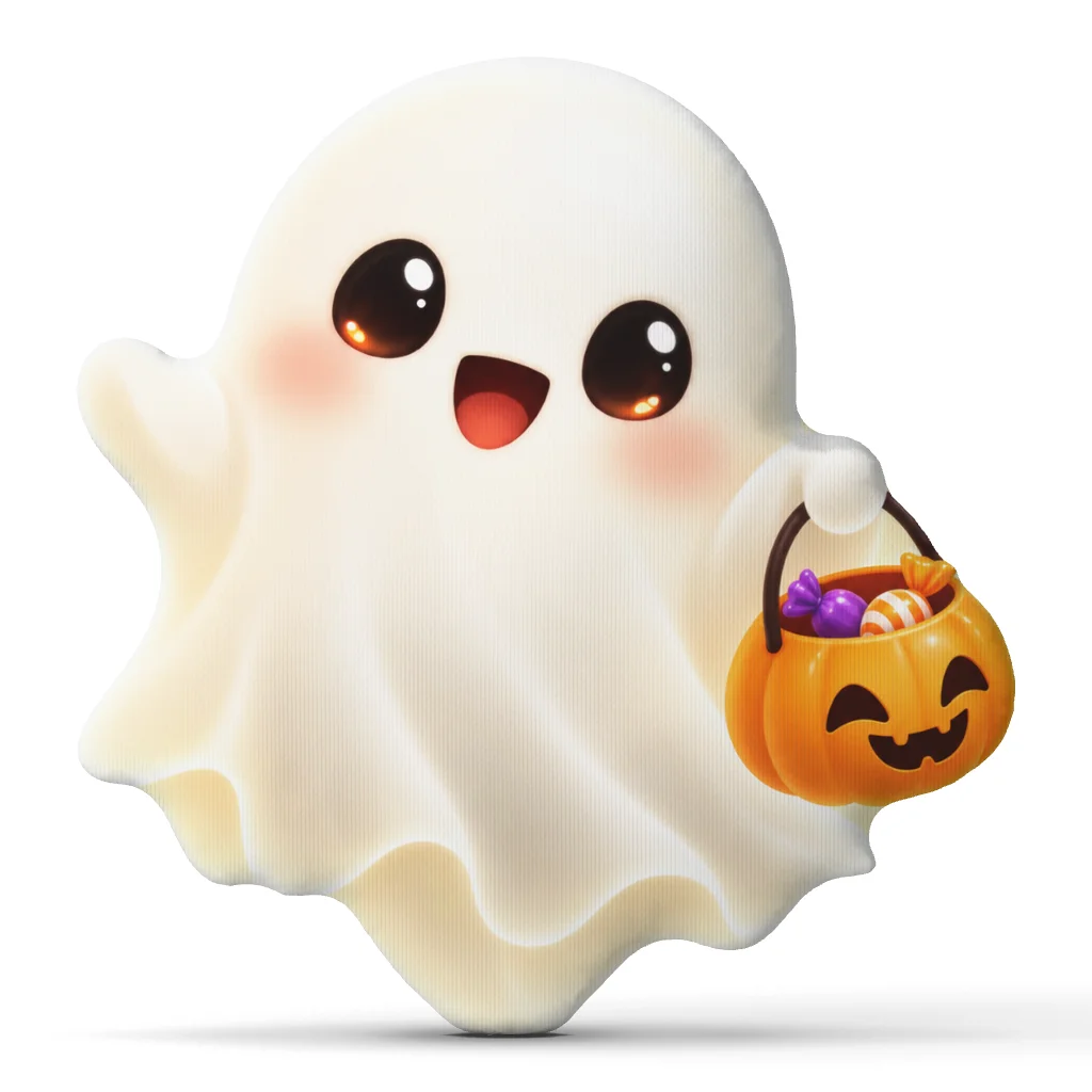 Cute Halloween Ghost Shaped Pillow with Pumpkin Candy Bucket Stuffed Cushion Decorative Throw Pillow for Sofa Home Decor