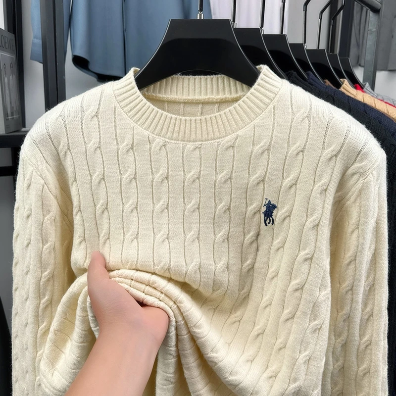 Hochwertiger Herbst-Winter-Pullover Luxusmarke Klassischer Paul Pony Bestickter Herren-Rundhalspullover Lässiger Jacquard-Strickpullover – Detail 8